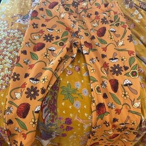 Floral Orange Women's Straight Leg Pants